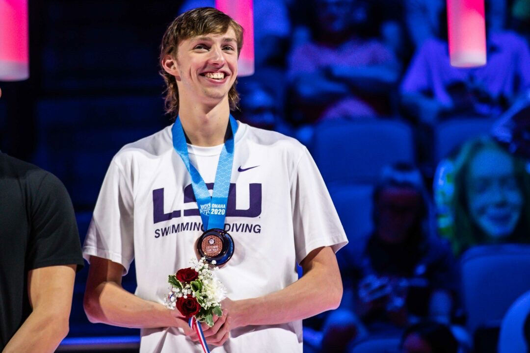 Brooks Curry celebrates after qualifying for U.S. Olympic swim team